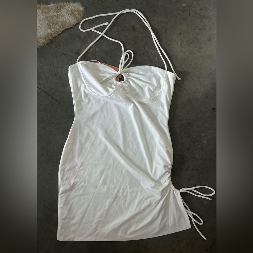 That’s So Fetch white halter cut out mini dress, size 12, never worn (NWT)